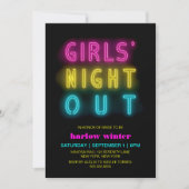 Neon Lights Girls Night Out Junggeselinnen-Abschie Einladung (Vorderseite)
