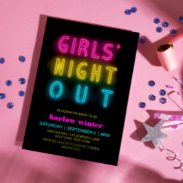 Neon Lights Girls Night Out Junggeselinnen-Abschie Einladung