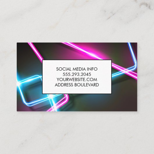 Neon Lights | Hair Tools Business Card Visitenkarte (Rückseite)