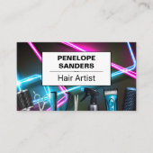 Neon Lights | Hair Tools Business Card Visitenkarte (Vorderseite)