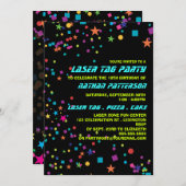 Neon Lights Laser Tag Geburtstagsparty Einladung (Vorne/Hinten)