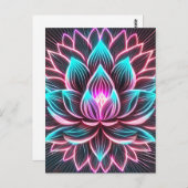 Neon Lights Lotus Blume Erwachen Reiki Magie Postkarte (Vorne/Hinten)