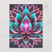 Neon Lights Lotus Blume Erwachen Reiki Magie Postkarte (Vorderseite)