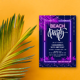 Neon Lights Palm Beach Night Party Geburtstag Einladung