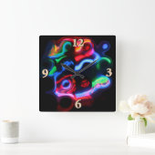 Neon Lights Quadratische Wanduhr (Zuhause)