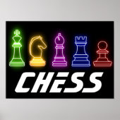 Neon Lights Schach Pieces Schach King Poster (Vorne)