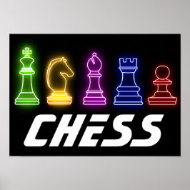 Neon Lights Schach Pieces Schach King Poster