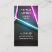 Neon Lights | Schwarzes Fliesenmuster Visitenkarte (Rückseite)