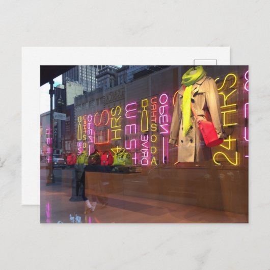 Neon Lights Store Window New York NYC Postkarte (Vorne/Hinten)