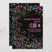 Neon Lights Sweet 16 Club Party Einladung (Vorne/Hinten)