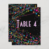 Neon Lights Sweet 16 Club Party Tischnummer Card (Vorne/Hinten)
