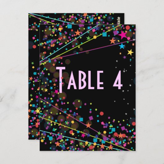 Neon Lights Sweet 16 Club Party Tischnummer Card (Vorne/Hinten)