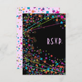 Neon Lights Sweet 16 Club Party UAWG Response Card RSVP Karte (Vorne/Hinten)