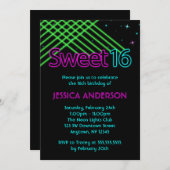 Neon Lights Sweet 16 Geburtstagsparty Einladung (Vorne/Hinten)