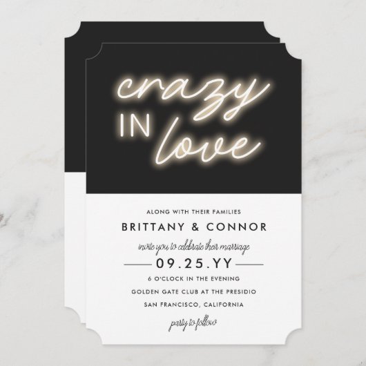 Neon Lights | Trägheit in der Liebe | Moderne Hoch Einladung (Vorne/Hinten)