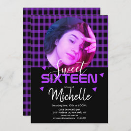 Neon Lila 16 . Geburtstag Foto Grid Einladung