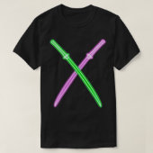 Neon lila Amp Grüne Katana T-Shirt (Design vorne)