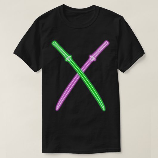 Neon lila Amp Grüne Katana T-Shirt (Design vorne)