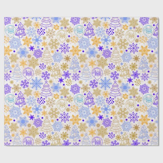 Neon Lila and Gold Christmas Wrapping Paper Geschenkpapier (Flach)