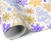 Neon Lila and Gold Christmas Wrapping Paper Geschenkpapier (Rolleneckpunkt)