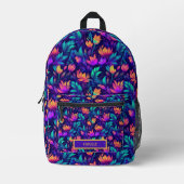 Neon Lila Aquamarin Orange Monogram Name Camp Bedruckter Rucksack (Vorderseite)
