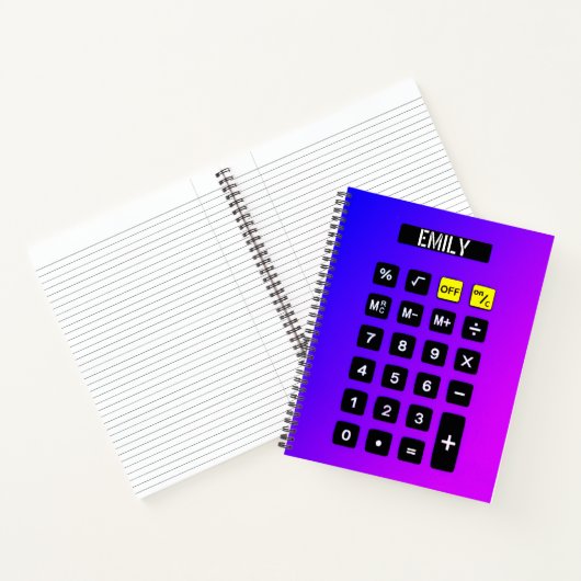 Neon Lila Calculator mit Name Notizblock (Innenseite)