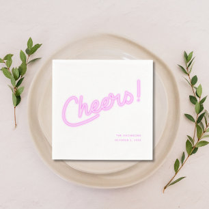Neon Lila Cheers Personalisiert Wedding Serviette