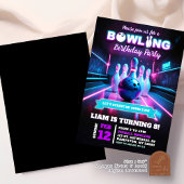 Neon Lila Cosmic Bowling Game am Geburtstag Einladung