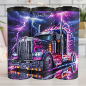 Neon Lila Flame Semi Truck Thermosbecher