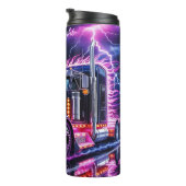 Neon Lila Flame Semi Truck Thermosbecher (Nach rechts gedreht)