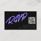 Neon Lila Glow Black Modern Wedding RSVP Begleitkarte (Vorderseite)