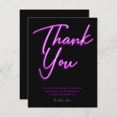 Neon Lila Glow Vielen Dank Einladung (Vorne/Hinten)
