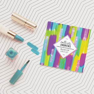 Neon Lila Green Yellow Aqua Glitzer Paint Makeup Quadratische Visitenkarte
