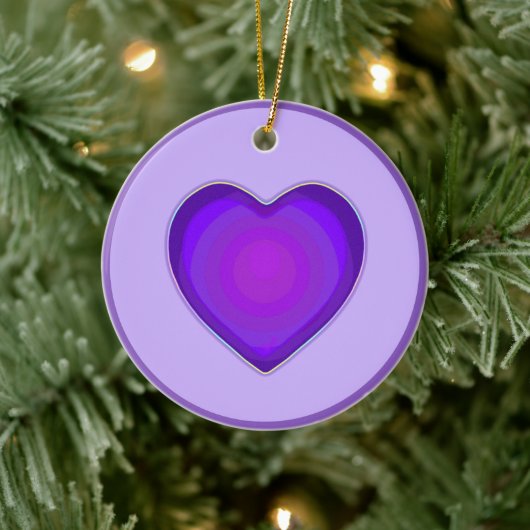 NEON & lila Herzen schlagen Keramik Ornament (Baum)