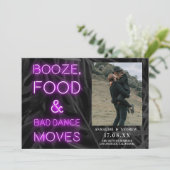 Neon lila lässiges Palmenblatt Save the Date Foto (Stehend Vorderseite)