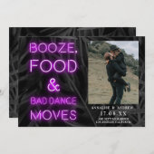 Neon lila lässiges Palmenblatt Save the Date Foto (Vorne/Hinten)