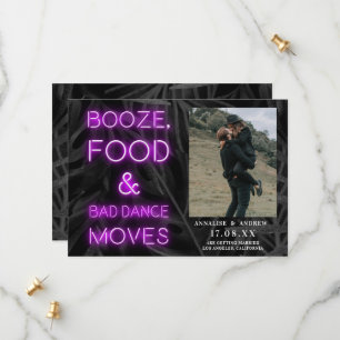 Neon lila lässiges Palmenblatt Save the Date Foto