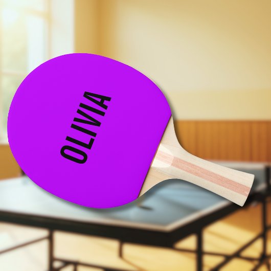 Neon Lila Modern Name | Trendy Minimalistisch Tischtennis Schläger