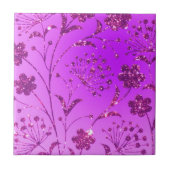 Neon Lila Pink Glitzer Blume Keramik Tile Fliese (Vorderseite)
