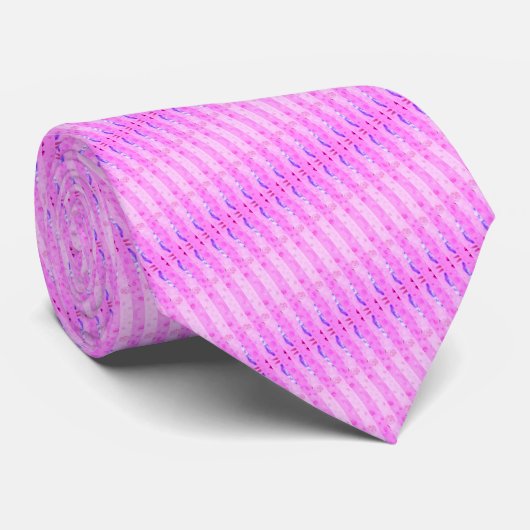 Neon Lila Pink Stripes Neck Tie Krawatte (Gerollt)