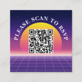 Neon Lila Retro 80er Sunset Wedding Scan to UAWG Quadratische Visitenkarte (Vorderseite)