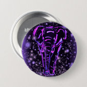 Neon Lila rosa Elefant Spaziergang an der Starry N Button (Vorne & Hinten)