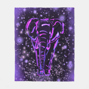 Neon Lila rosa Elefant Spaziergang an der Starry N Fleecedecke
