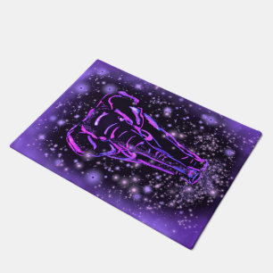 Neon Lila rosa Elefant Spaziergang an der Starry N Fußmatte