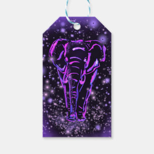 Neon Lila rosa Elefant Spaziergang an der Starry N Geschenkanhänger