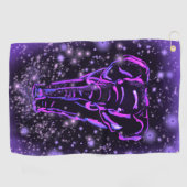 Neon Lila rosa Elefant Spaziergang an der Starry N Golfhandtuch (Horizontal)