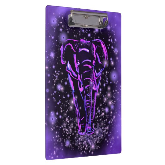 Neon Lila rosa Elefant Spaziergang an der Starry N Klemmbrett (Rechts)
