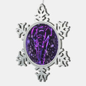 Neon Lila rosa Elefant Spaziergang an der Starry N Schneeflocken Zinn-Ornament (Rechts)