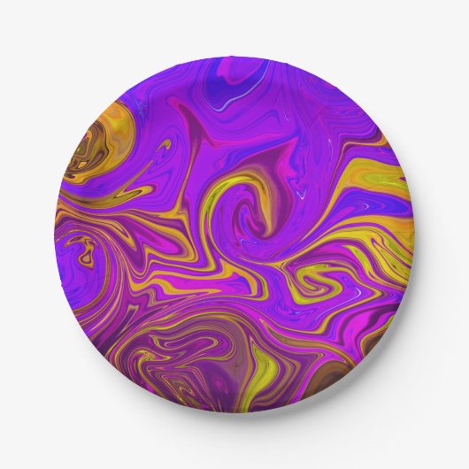 Neon Lila rosa gelbe abstrakte Gestaltung Pappteller (Vorderseite)