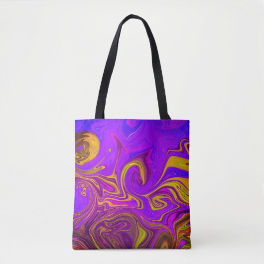 Neon Lila rosa gelbe abstrakte Gestaltung Tasche (Vorderseite)
